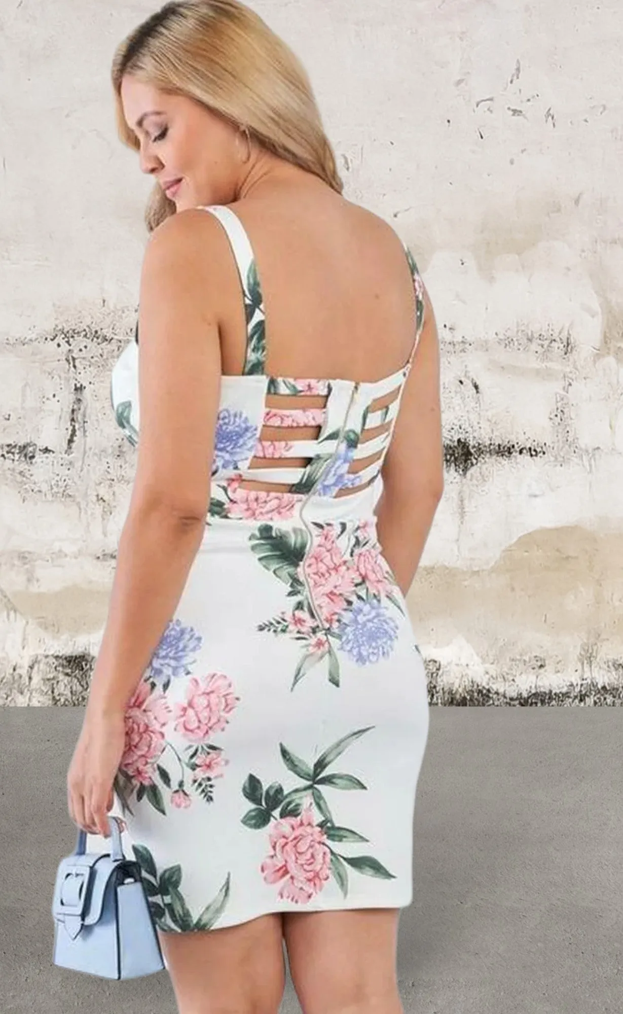 Plus size off white floral print dress