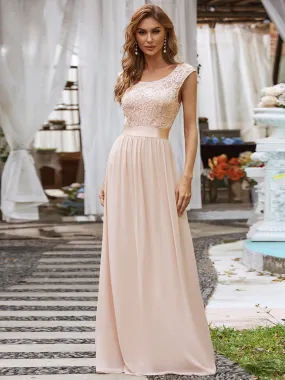 Robe mariage invitée longue en dentelle sans manches