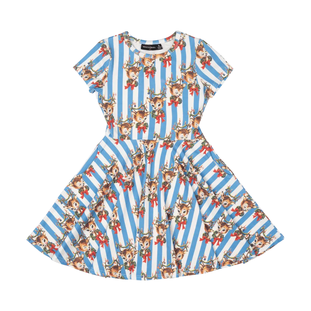 Rock Your Baby Reindeer Cheer Waisted Dress