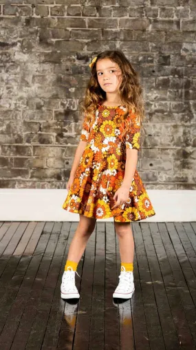 Rock Your Kid - ALOHA MARIGOLD WAISTED DRESS IN YELLOW FLORAL