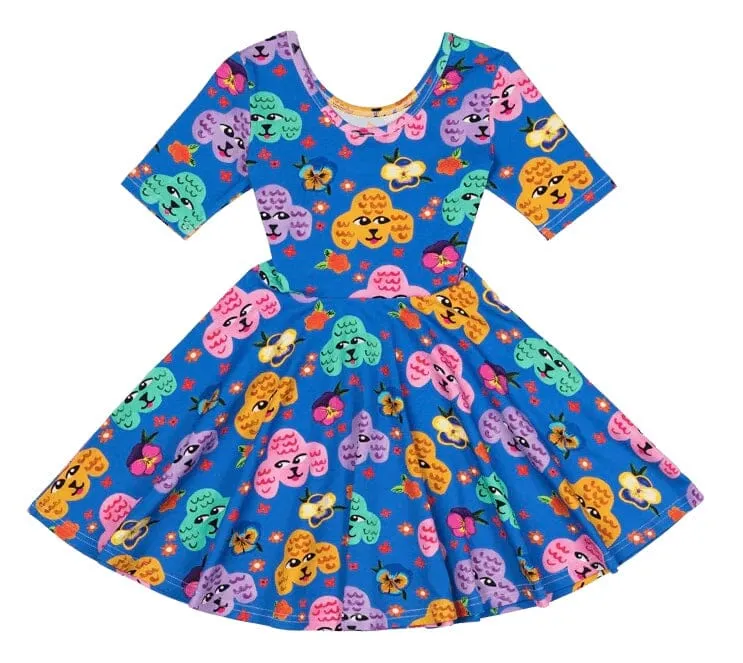 Rock Your Kid - POODLES SHORT SLEEVE MABEL WAISTED DRESS