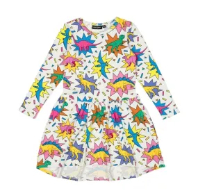 Rock Your Kid -DINO-MITE LONG SLEEVE DROP WAIST DRESS