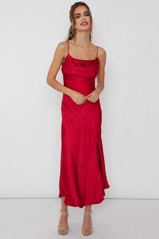 Scarlet Siren Midi Satin Dress