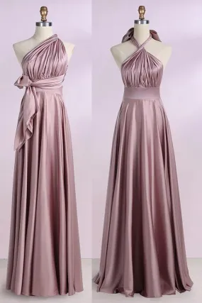 Simple New Arrival Backless Satin Long Bridesmaid Dresses Evening Party Dresses