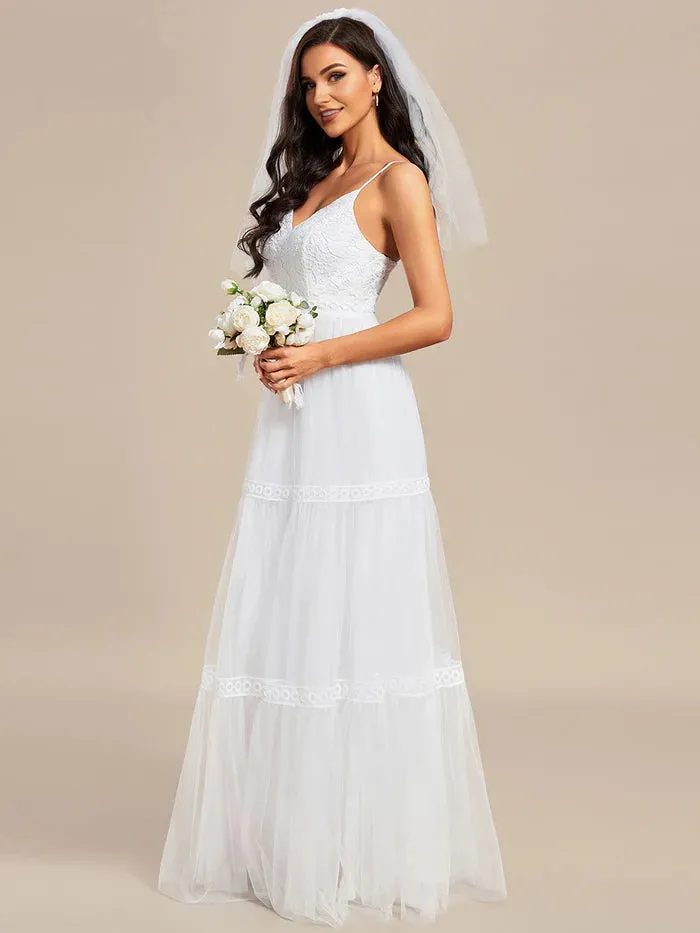 Spaghetti Straps Embroidery Wedding Dresses