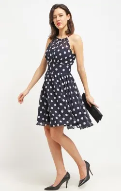 Spotted Navy Dress