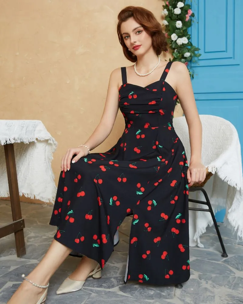 Vintage Cocktail Dress Sleeveless Spaghetti Strap Ruched Slit A Line Swing Dress with Pockets