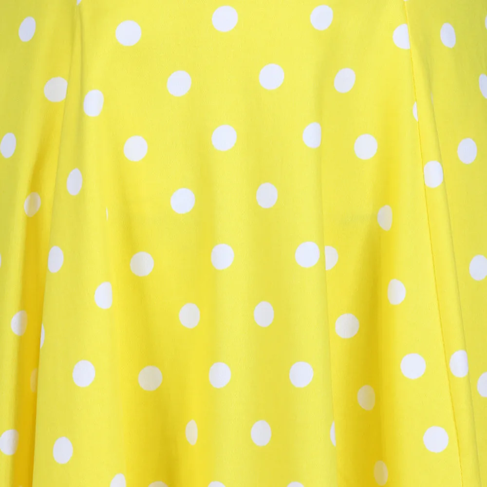 Yellow And White Polka Dot 50s Audrey Swing Dress