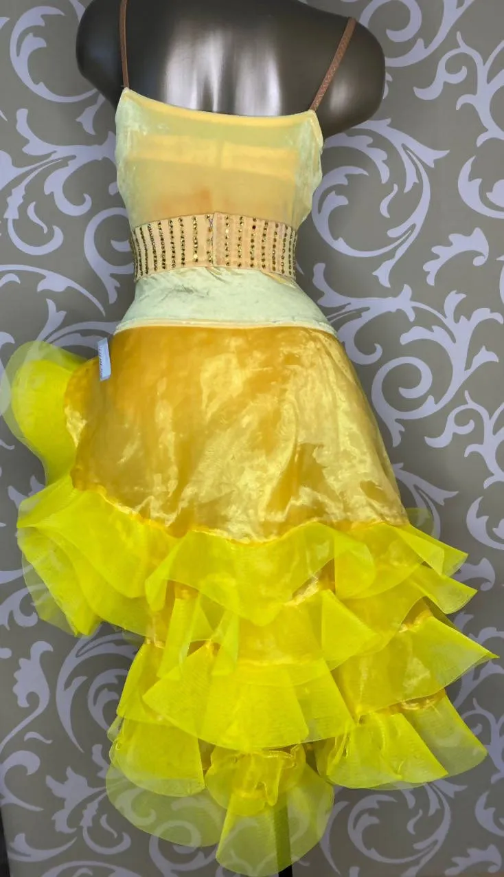 Yellow Latin Dress with Ruffles